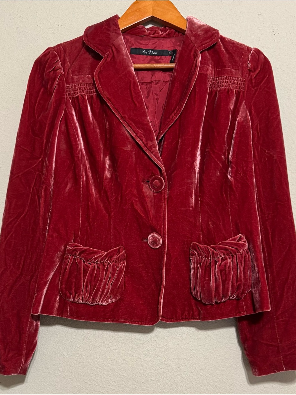 NIC+ZOE Velvet Blazer in Deep Rusty Red